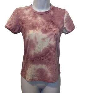 Riley & James Small Pink Cream Tie Dye Short Sleeve Shirt Boho Hippie Festival